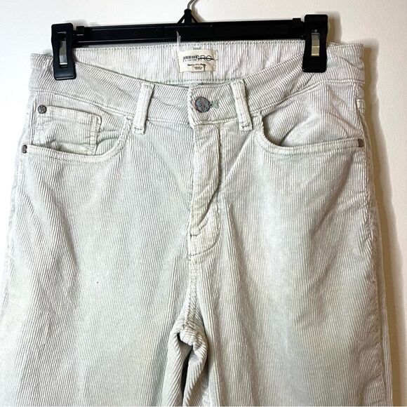 Pilcro Corduroy Anthropologie Straight Leg Pants in Cream Light Green Stitch 30 - Picture 2 of 7
